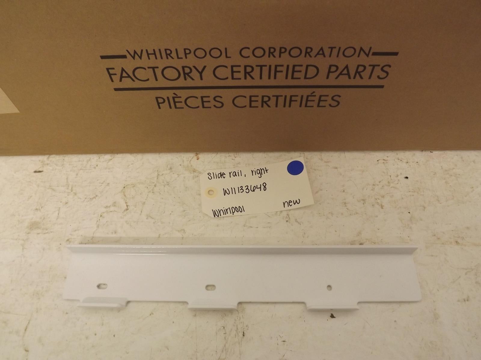 Whirlpool Refrigerator W11133648 Slide Rail, Right New Whirlpool Refrigerator W11133648 Slide Rail, Right New